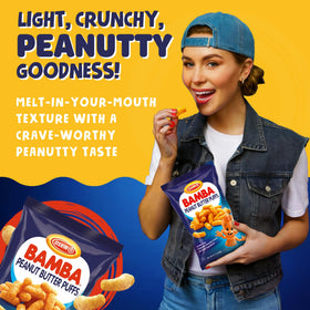 Oven baked texture delivering light crunch in Osem Bamba puffs