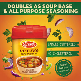 Osem base for cooking powder serves as a beef stock substitute for quick soups.