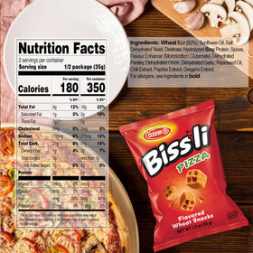 Close-up of Osem Bissli Pizza crunch with garlic and onion seasoning