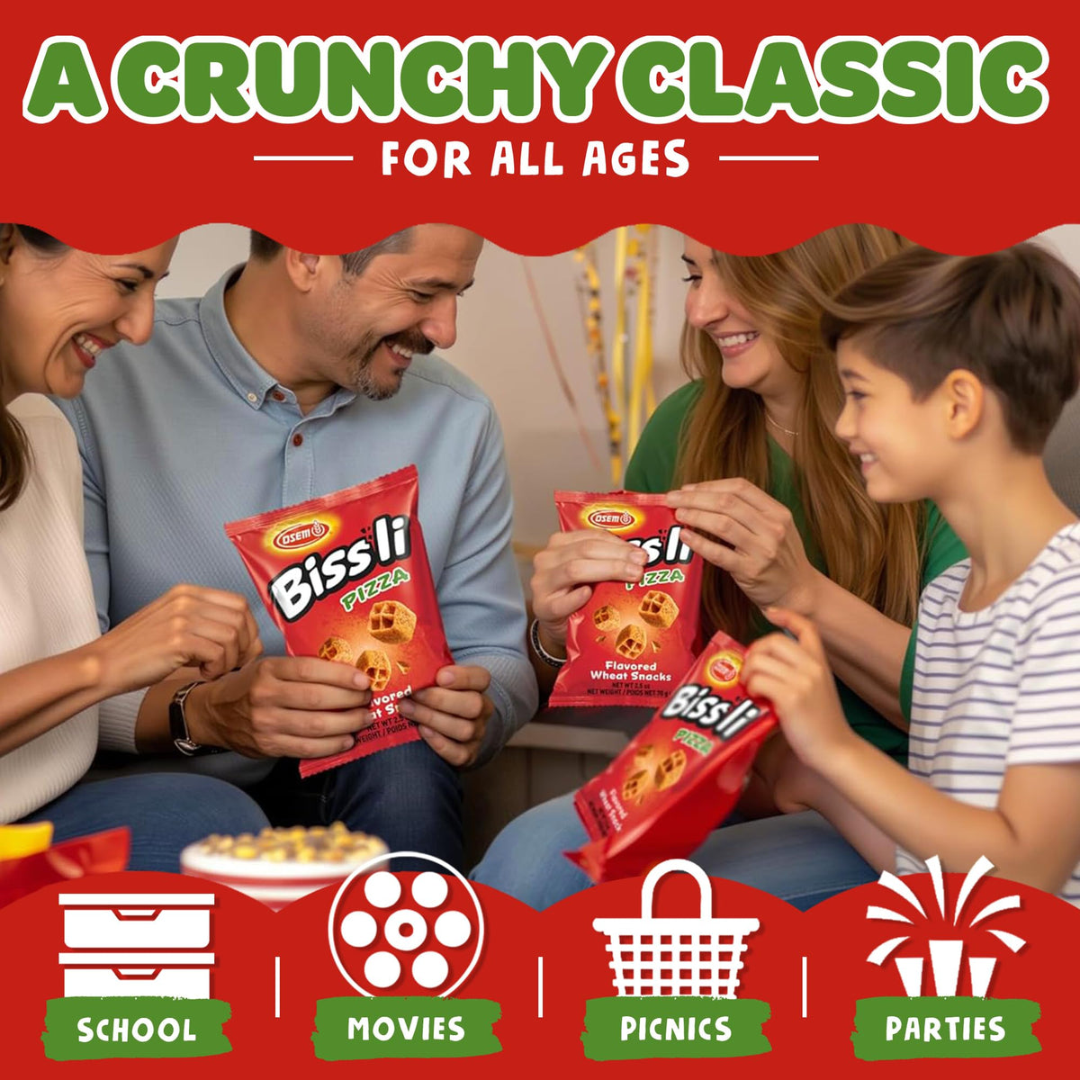 Serving idea: Osem Bissli Pizza in a bowl for kids' lunch