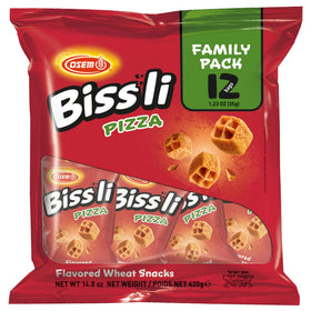 Osem Bissli Pizza bag front showing pizza-flavored crunch for on-the-go snacking