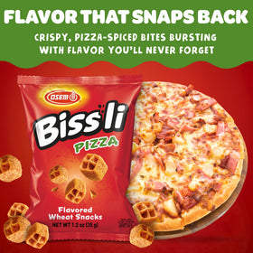 Osem Bissli Pizza bags arranged for sharing at gatherings