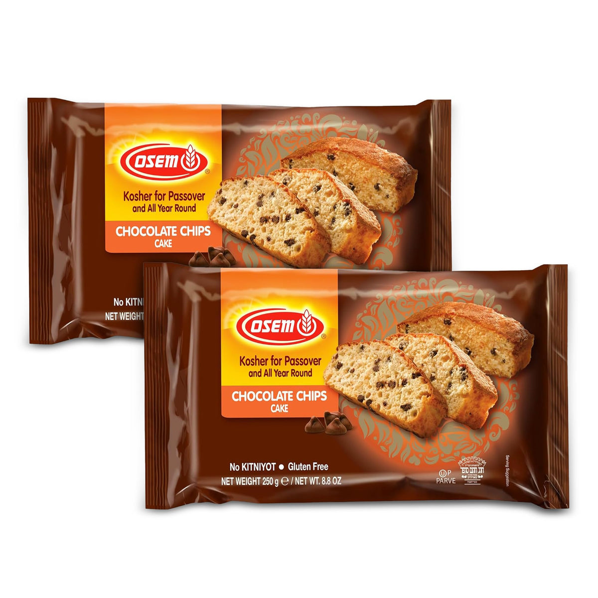 Osem gluten-free chocolate chip cake loaf 2-pack ready to share.