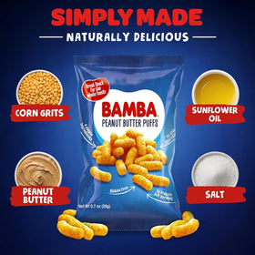 Osem Gratify Bamba puffs oven-baked texture close-up for light crunch.