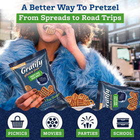 Osem Gratify sea-salt pretzels close-up texture highlighting crunch.