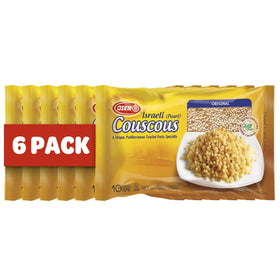 Osem Israeli pearl couscous six-pack packaging, ideal for family cooking and stocking up.