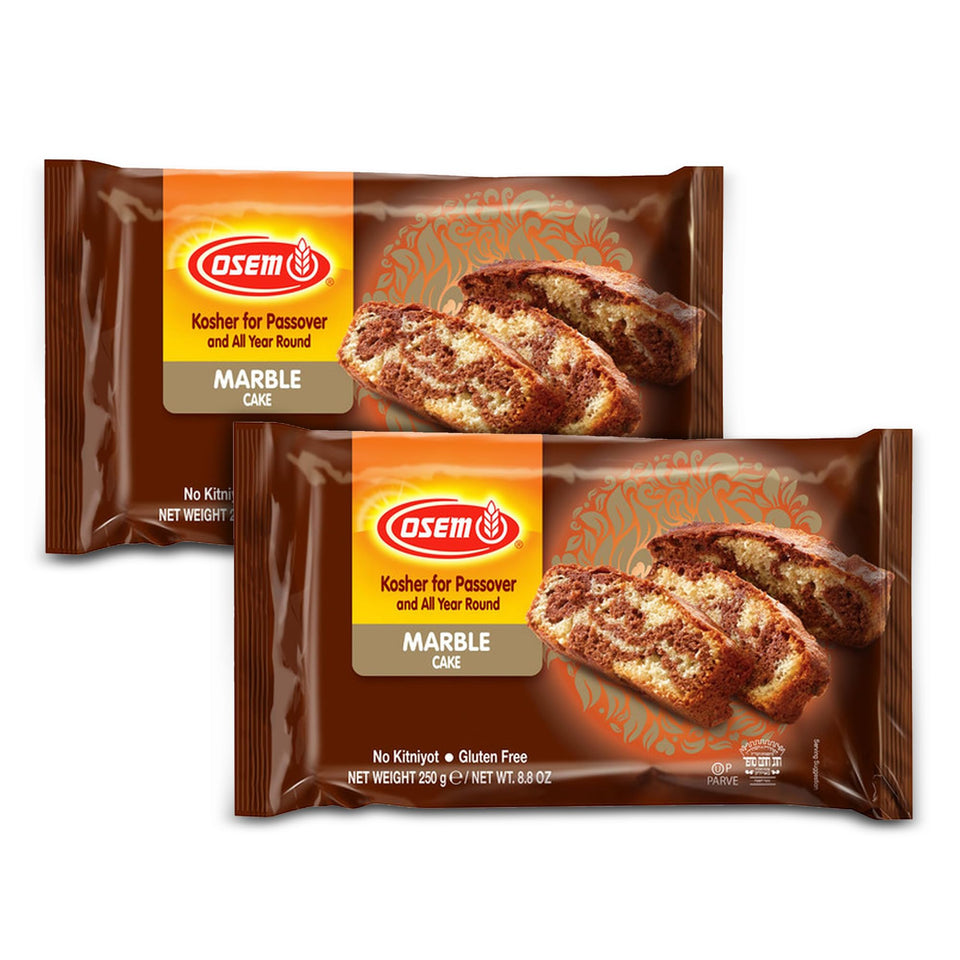 Osem Marble Cake two-pack front view, gluten-free dessert for Passover and year-round enjoyment.