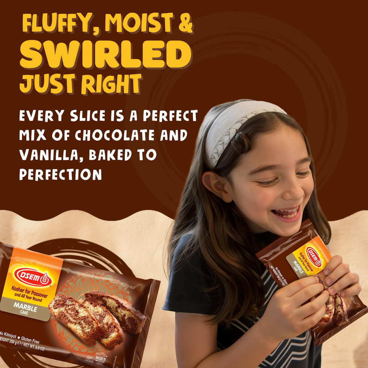 Osem Marble Cake chocolate-vanilla swirl detail highlighting flavor balance.