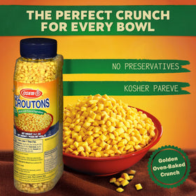 Osem Mini Croutons salad topper enhances color and texture in a fresh bowl.