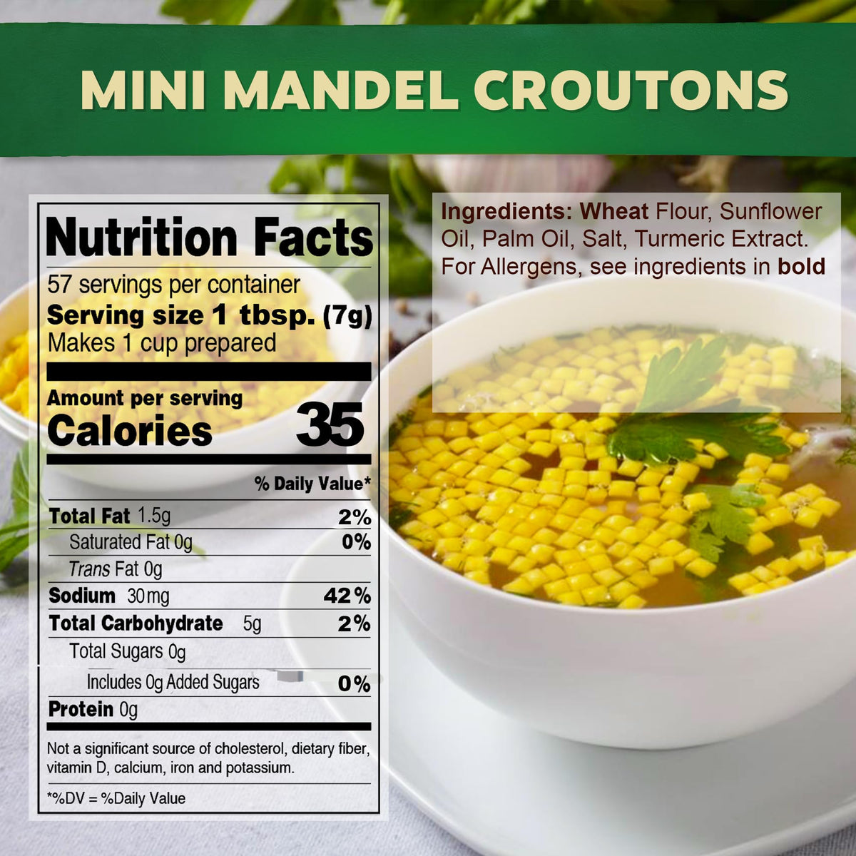 Osem Mini Croutons soup accent provides a light, toasty crunch.