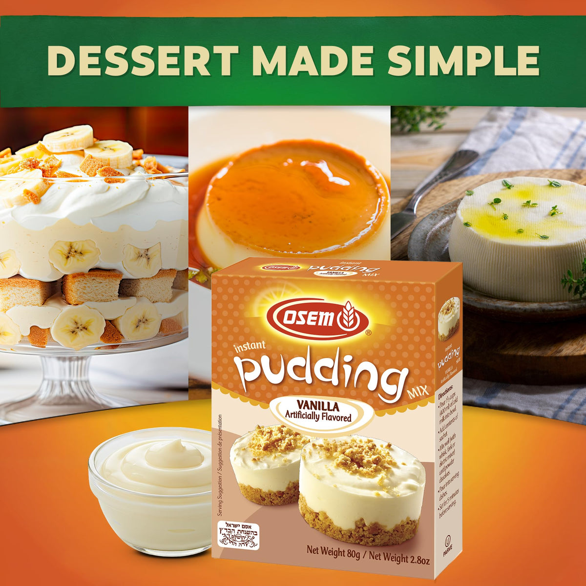 Osem vanilla pudding used as a cake filling for quick layered desserts