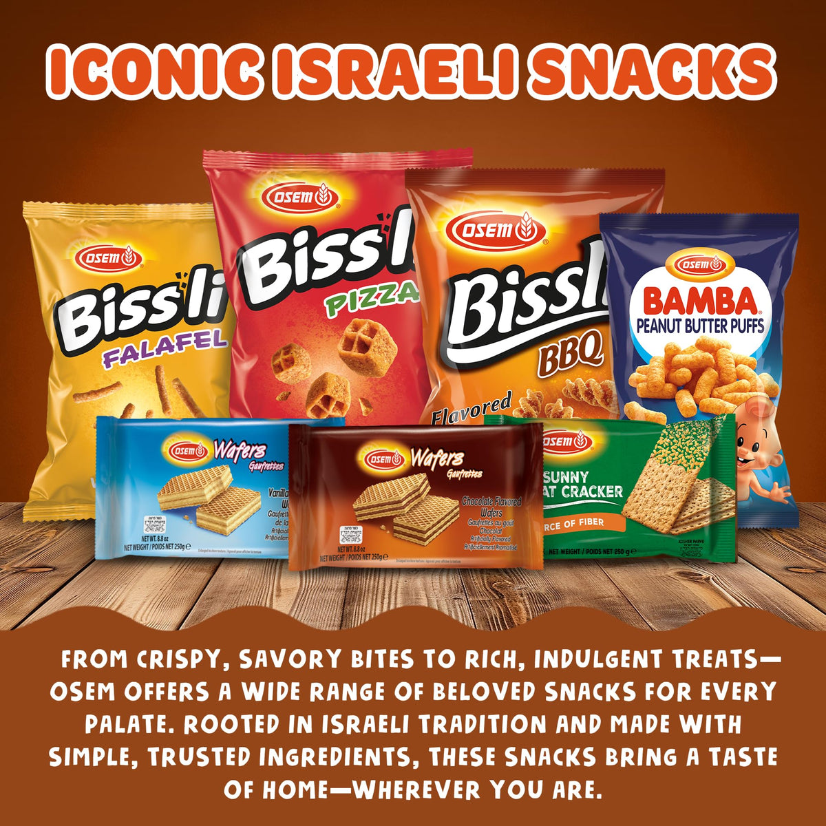 Osem Bissli BBQ crunch with natural spices and no artificial colors.