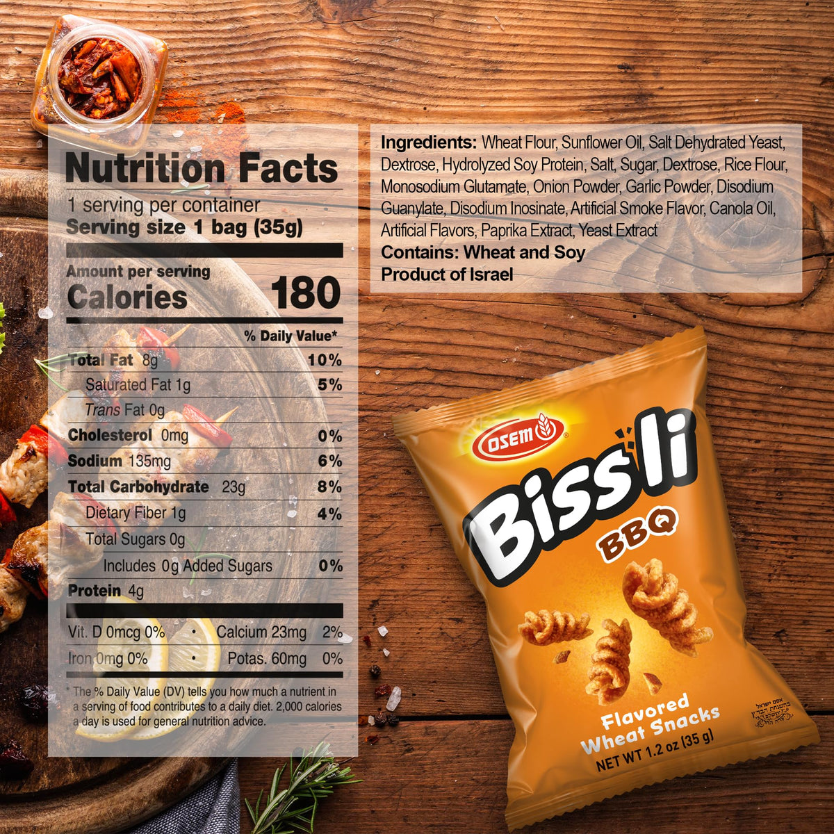 Osem Bissli Kosher Parve snack in portable packaging for travel.