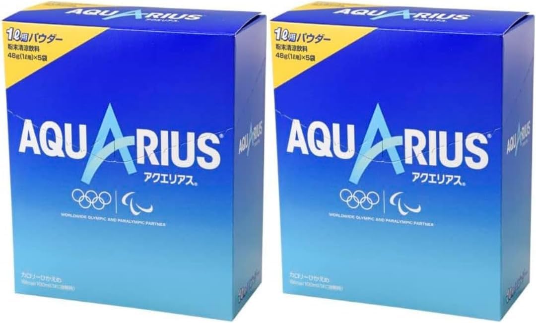 OSK Aquarius drink powder packaging shows convenient sachets for travel and on-the-go refreshment.