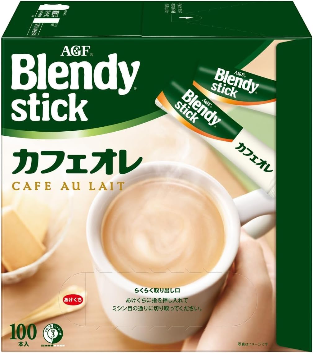 OSK Blendy Stick Café au Lait pack front, showing 100 sticks for on-the-go coffee.