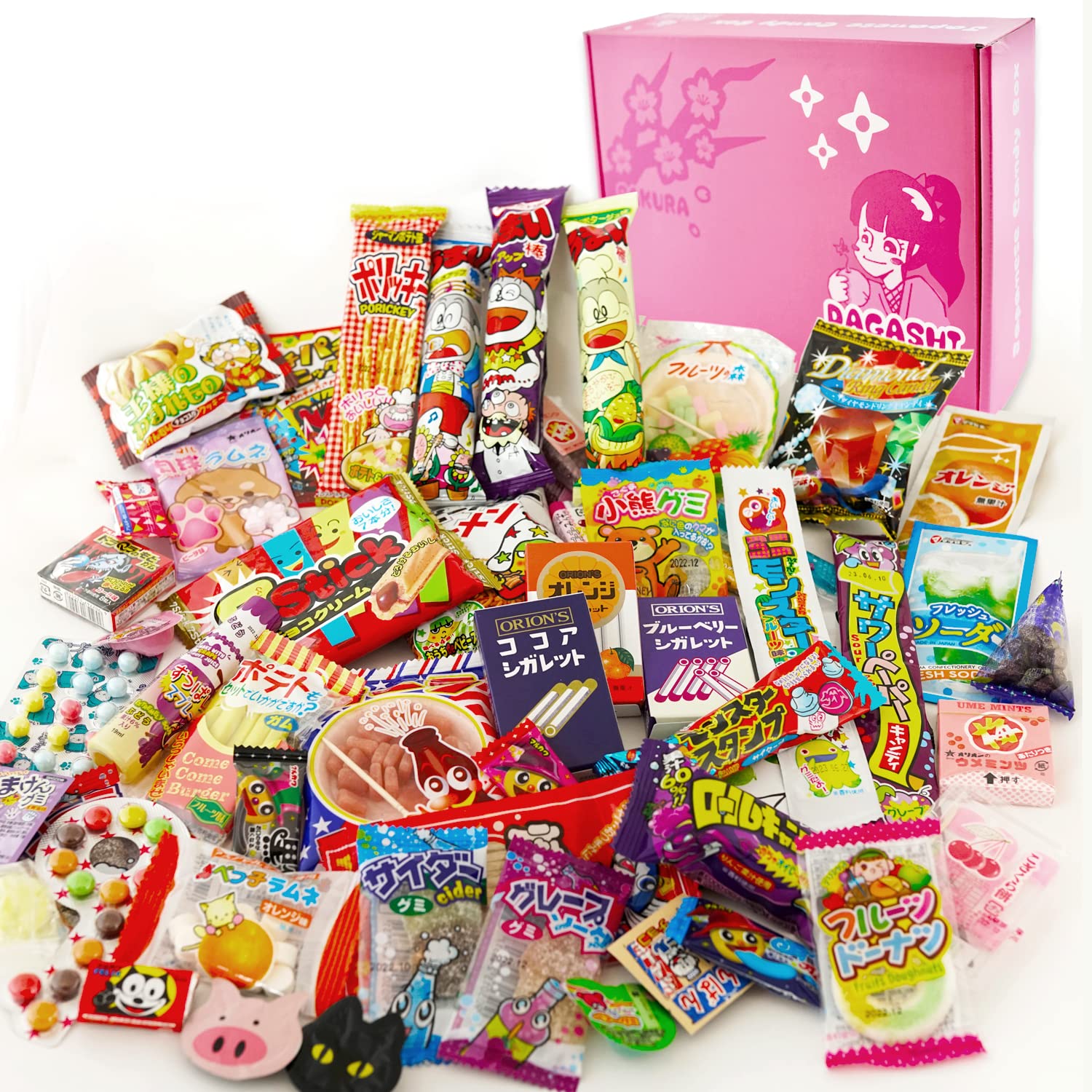 OSK Japanese candy snack box front view, ideal gift-worthy presentation.