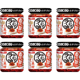 OSK S&B chili oil six jars displayed for family use and pantry convenience.