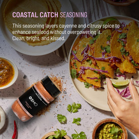 Osmo Coastal Catch Seasoning tin with citrusy, cayenne notes for seafood.