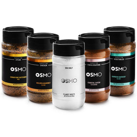 Osmo Flakey White Sea Salt bottle highlighting bright salinity and crunchy texture.