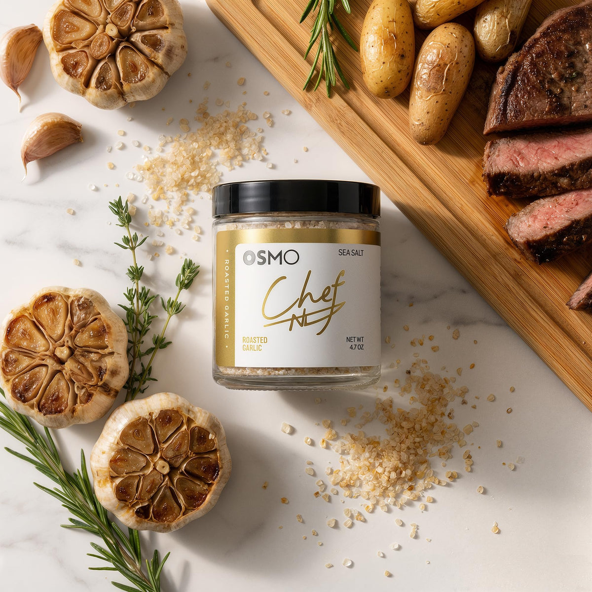 Kosher all natural label emphasizing premium, natural seasoning.