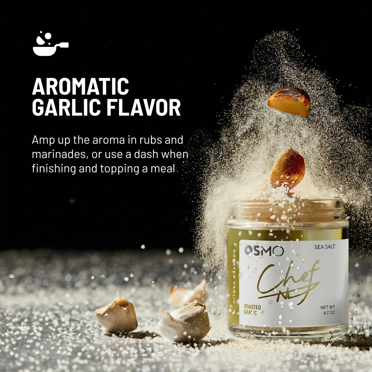 Rubs and marinades application with Osmo garlic seasoning in use.