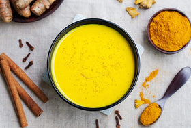 OSR Organic Turmeric Powder golden-milk illustration shows potential flavor boost.