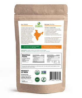 OSR Organic Turmeric Powder spice-dispensing action supports quick curry preparation.