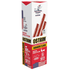 Ostrim Habanero snack sticks pack shows a high-protein, keto-friendly snack option.