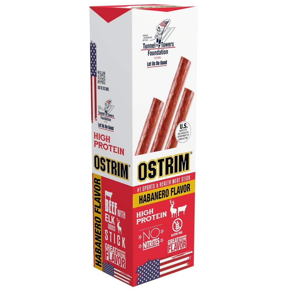 Ostrim Habanero snack sticks pack shows a high-protein, keto-friendly snack option.