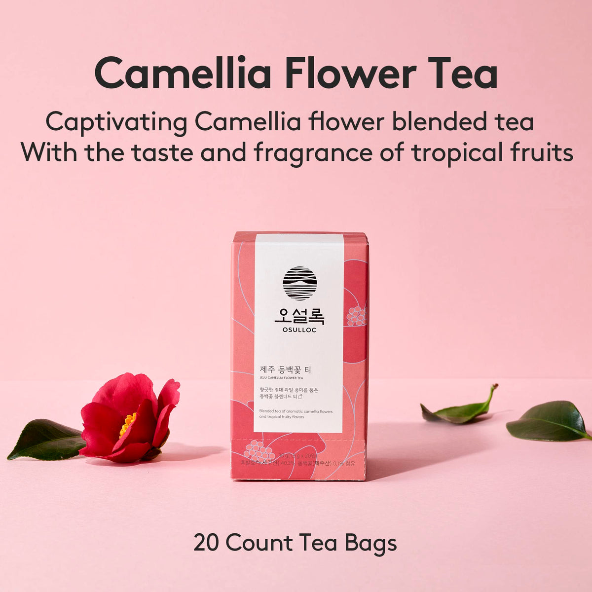 Osulloc Camellia Flower Tea hot or iced, perfect for versatile serving
