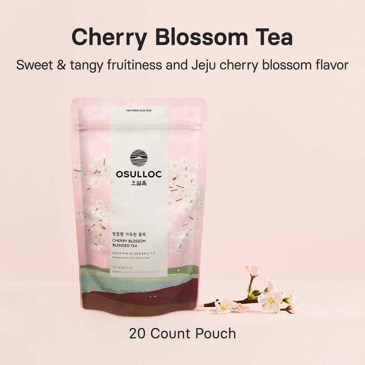Osulloc Cherry Blossom Tea cup showcasing infusion, ideal hot or iced serving.