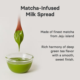 Osulloc Green Tea Milk Spread Jeju matcha ingredient label highlighting premium tea.