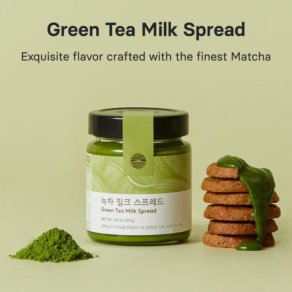 Osulloc Green Tea Milk Spread on toast plate showing rich aroma and color.