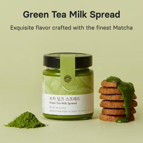Osulloc Green Tea Milk Spread on toast plate showing rich aroma and color.