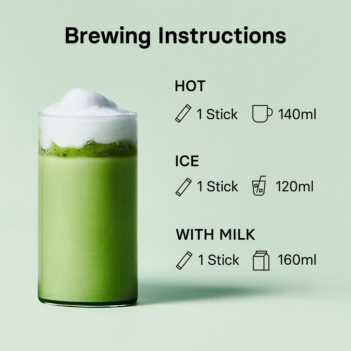 Hot preparation with Osulloc matcha stick yielding warm tea
