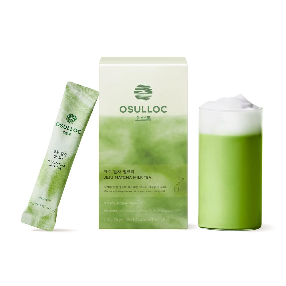 Osulloc Jeju Matcha Milk Tea stick packaging for quick on-the-go preparation