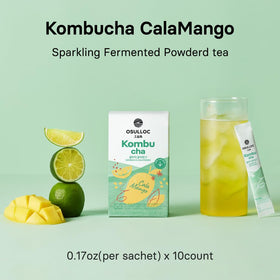 Osulloc Kombucha Calamango glass being poured with sparkling refreshment