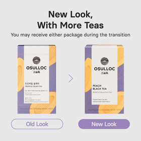 Osulloc Peach Black Tea tea bags ready for quick hot or iced preparation.