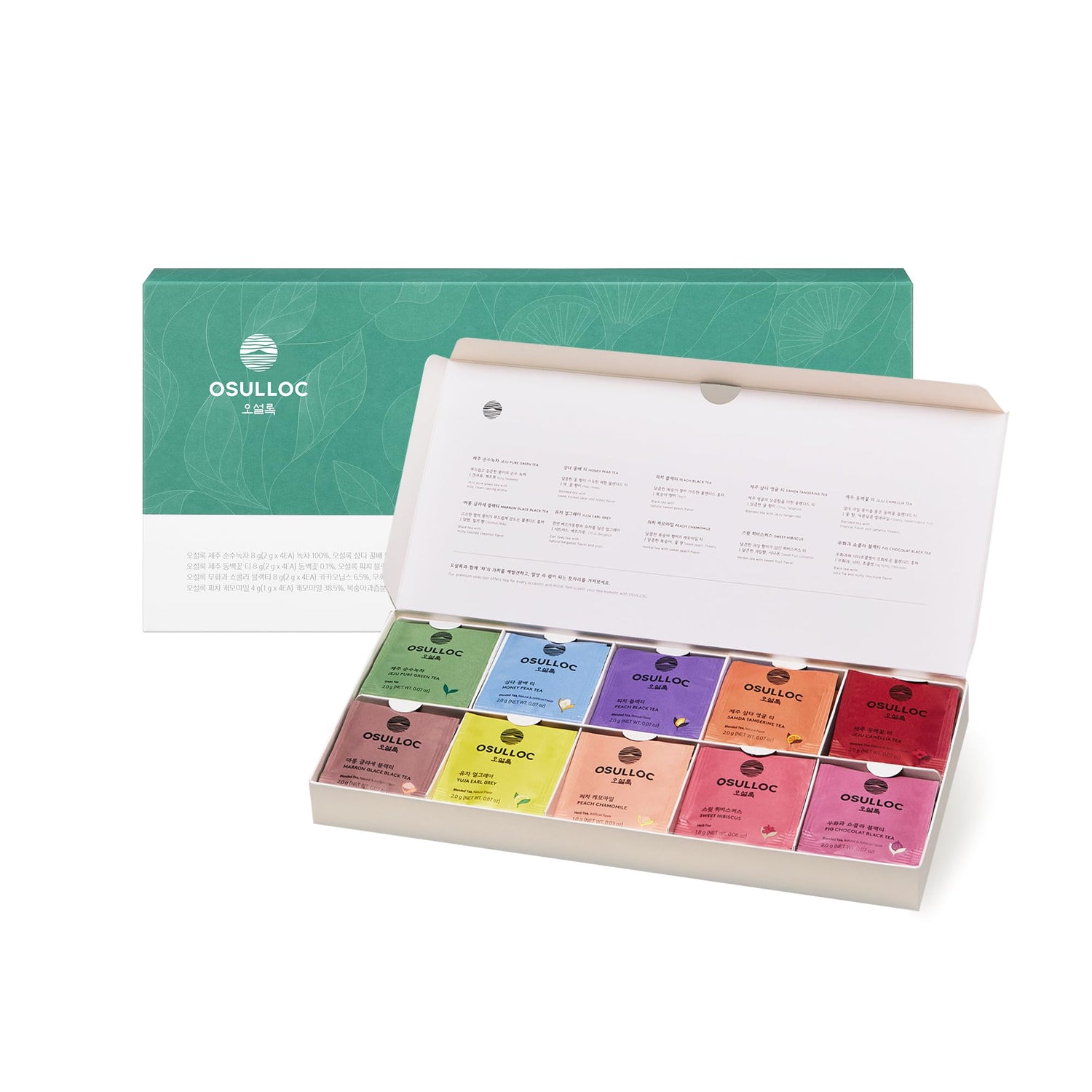 Osulloc Premium Tea Collection box close-up showing variety and premium packaging