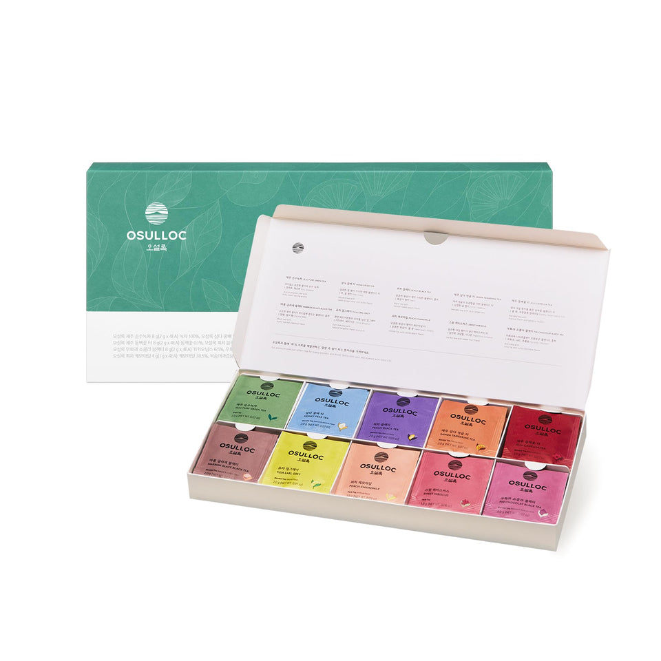 Osulloc Premium Tea Collection box close-up showing variety and premium packaging