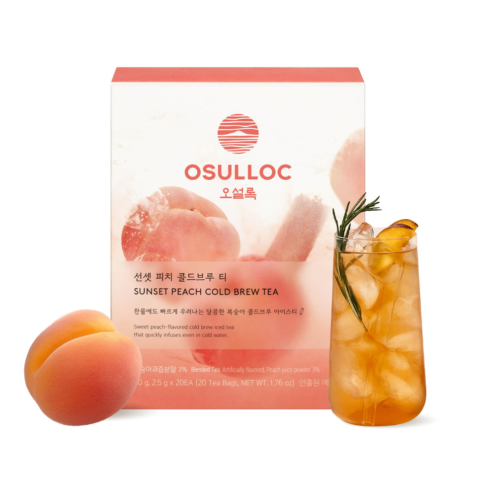 OSULLOC Sunset Peach tea bottle showcases refreshing hydration on hot days.