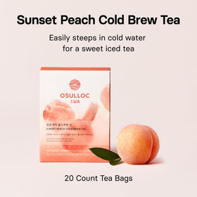 OSULLOC Sunset Peach tea packets highlight convenient, stick-type bags for quick brew.