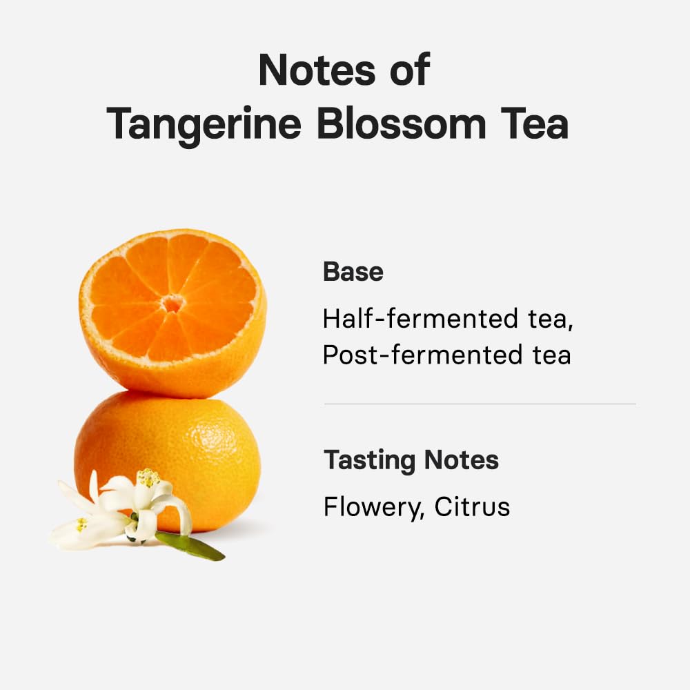 Osulloc Tangerine Blossom Tea steeped in a cup releasing bright notes