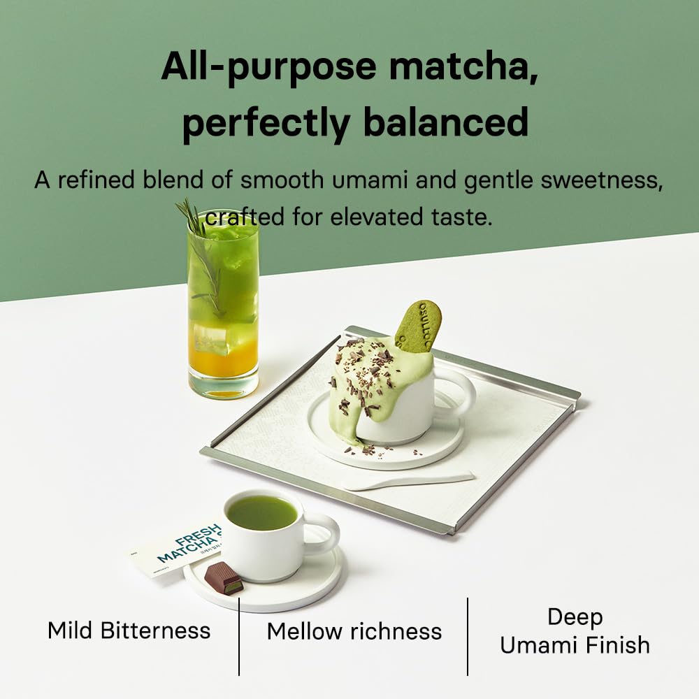 Osulloc Volcanic Isle Matcha latte with airy foam and rich aroma