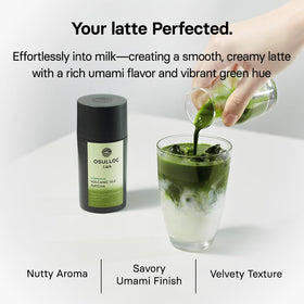 OSULLOC Volcanic Isle Matcha steam rising from a cup signals a comforting ritual.