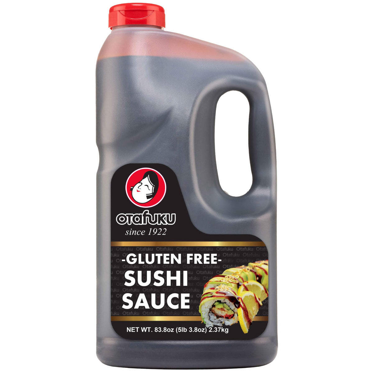 Otafuku gluten free eel sauce bottle close-up shows rich glaze for sushi