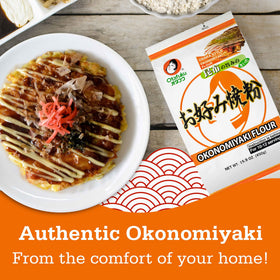 Otafuku Okonomiyaki flour bag with printed recipe for easy guidance.