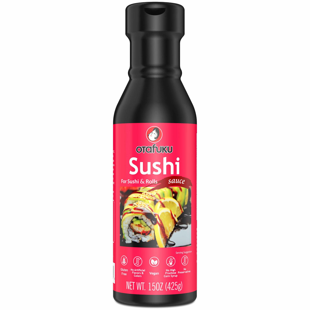 Otafuku Sushi Eel Sauce bottle ready to glaze sushi at home.