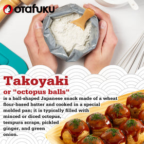 Otafuku Takoyaki batter being whisked for Osaka-style bites