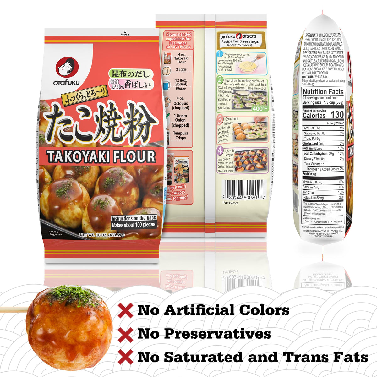 Otafuku Takoyaki flour ingredient blend shows umami-rich base
